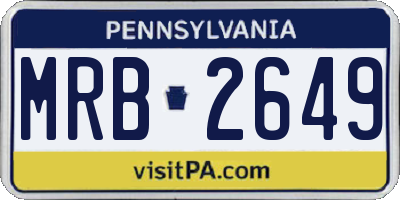 PA license plate MRB2649