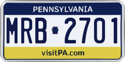 PA license plate MRB2701