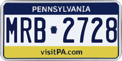 PA license plate MRB2728