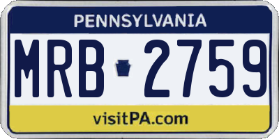 PA license plate MRB2759