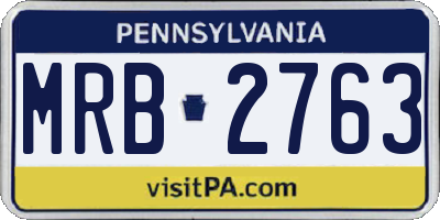 PA license plate MRB2763