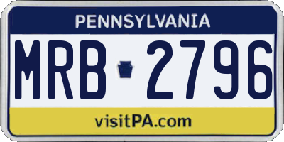 PA license plate MRB2796