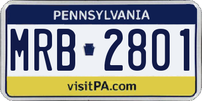 PA license plate MRB2801