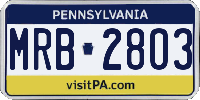 PA license plate MRB2803