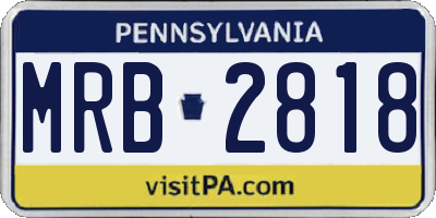 PA license plate MRB2818