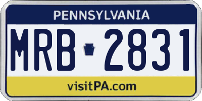 PA license plate MRB2831