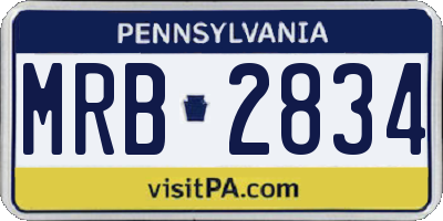 PA license plate MRB2834