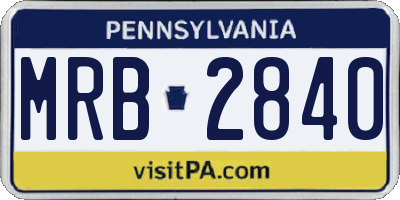 PA license plate MRB2840