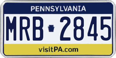 PA license plate MRB2845