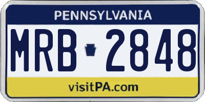 PA license plate MRB2848