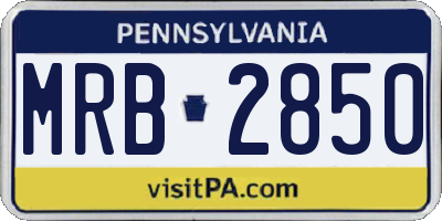 PA license plate MRB2850