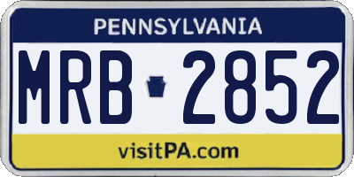 PA license plate MRB2852
