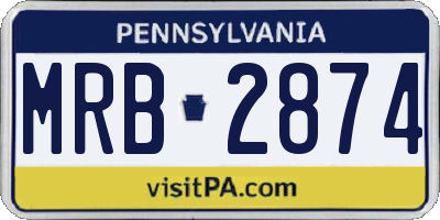 PA license plate MRB2874