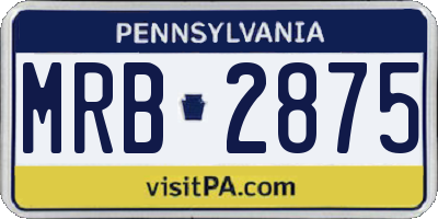 PA license plate MRB2875