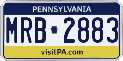 PA license plate MRB2883