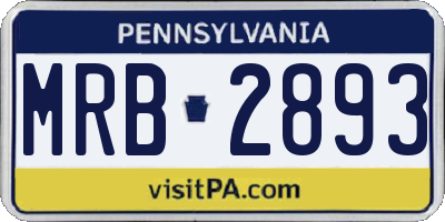 PA license plate MRB2893
