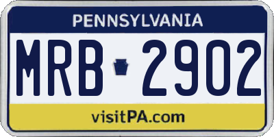 PA license plate MRB2902