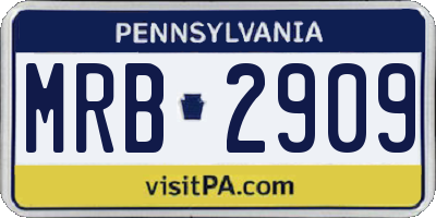PA license plate MRB2909