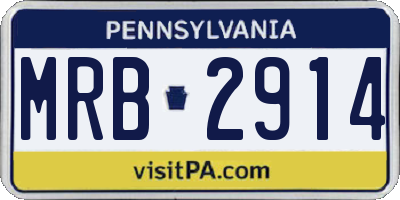 PA license plate MRB2914
