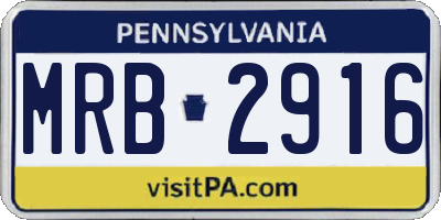 PA license plate MRB2916