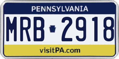 PA license plate MRB2918