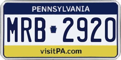 PA license plate MRB2920