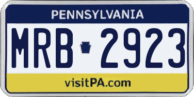 PA license plate MRB2923