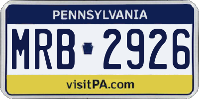 PA license plate MRB2926