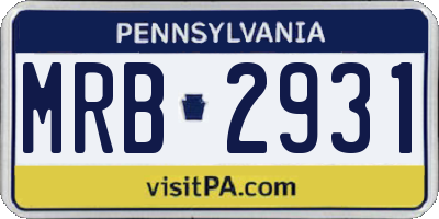 PA license plate MRB2931