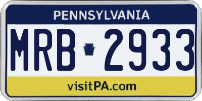 PA license plate MRB2933