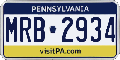 PA license plate MRB2934