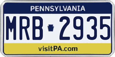 PA license plate MRB2935