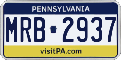 PA license plate MRB2937