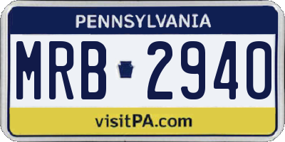 PA license plate MRB2940