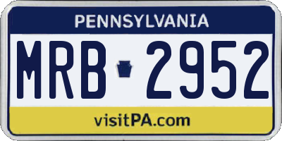 PA license plate MRB2952