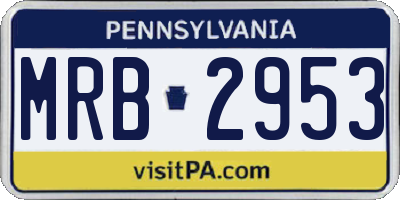 PA license plate MRB2953