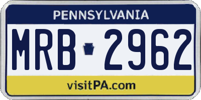 PA license plate MRB2962