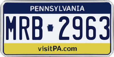 PA license plate MRB2963