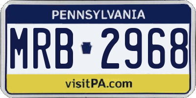 PA license plate MRB2968
