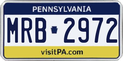 PA license plate MRB2972
