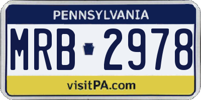 PA license plate MRB2978