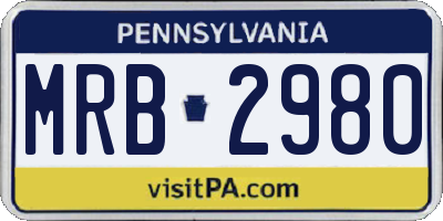 PA license plate MRB2980