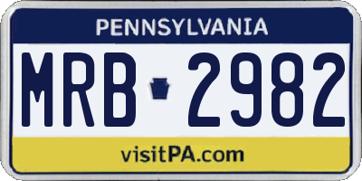 PA license plate MRB2982