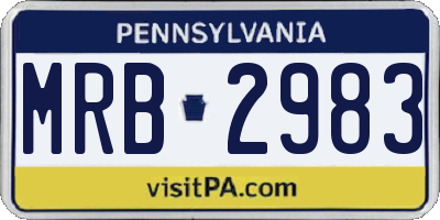 PA license plate MRB2983