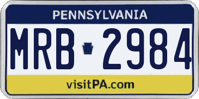 PA license plate MRB2984