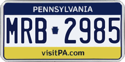 PA license plate MRB2985