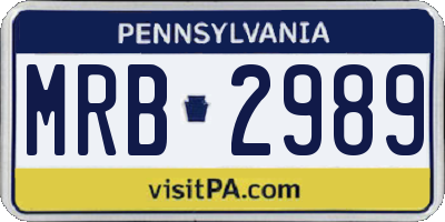 PA license plate MRB2989