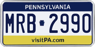 PA license plate MRB2990