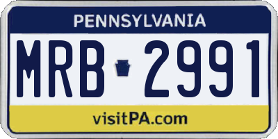 PA license plate MRB2991