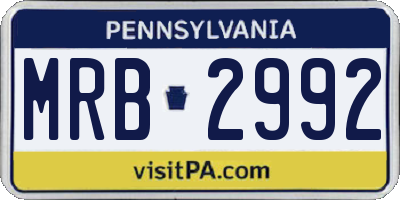 PA license plate MRB2992